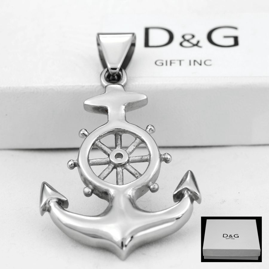 DG Men’s Stainless Steel Nautical anchor 52mm High polish Charm Pendant + BOX