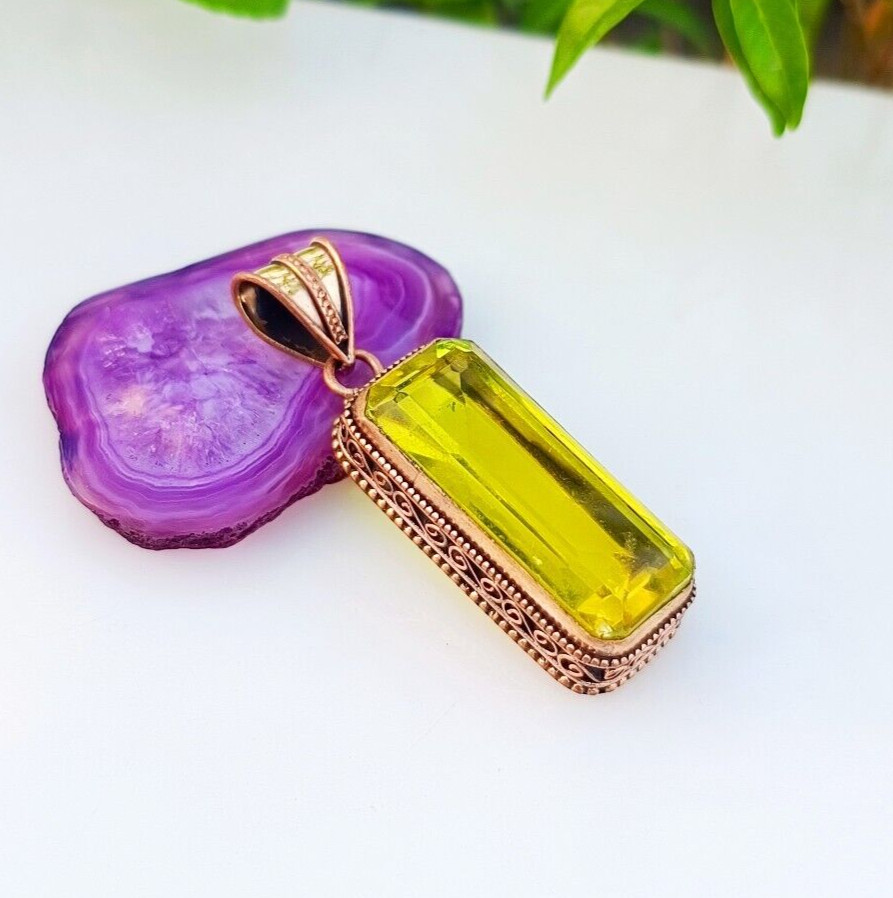 Green Peridot Gemstone Pendant Handmade Pendant Large Unic Jewelry 2.16″