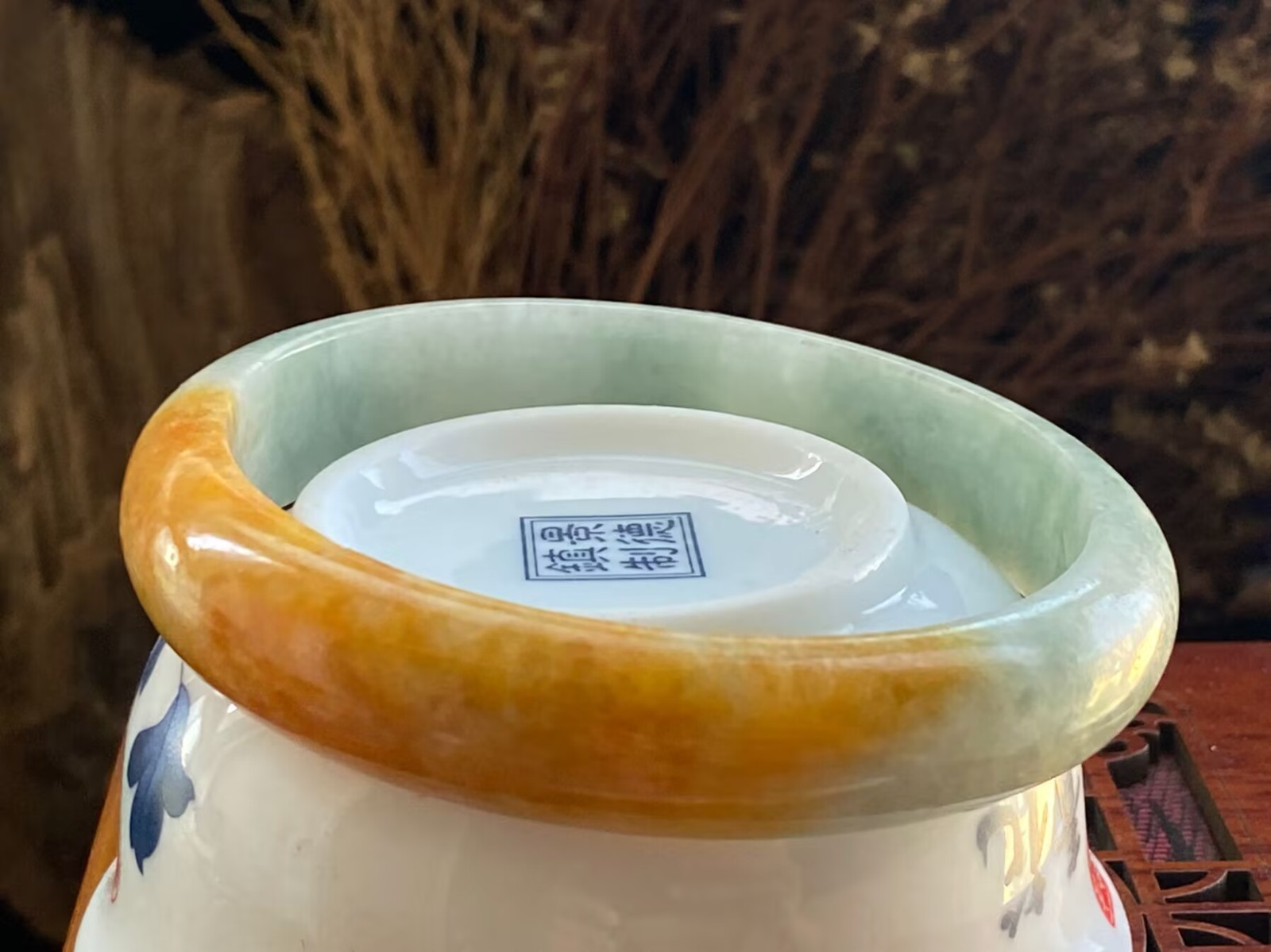 Grade A Yellow 58-59mm Natural Burma Jade Jadeite Bangle Bracelet