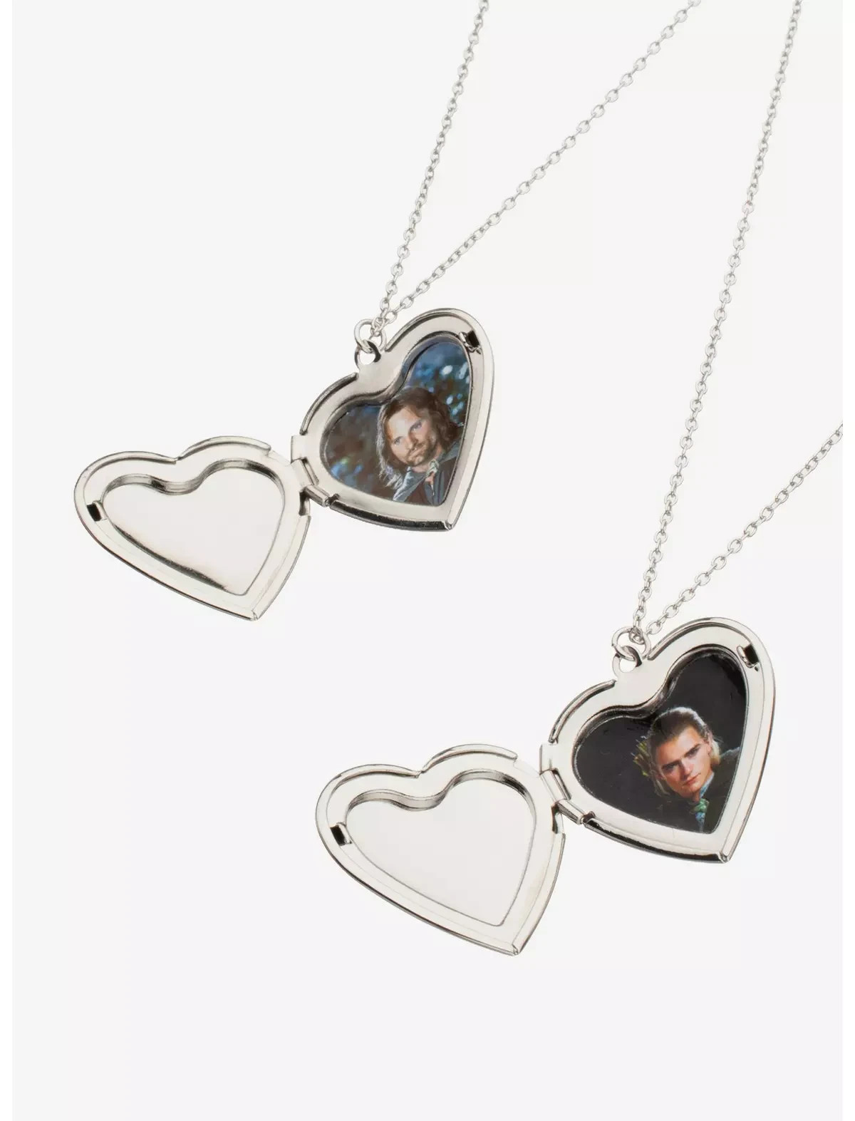 The Lord Of The Rings Aragorn & Legolas Heart Locket Necklace Set of 2 Brand New