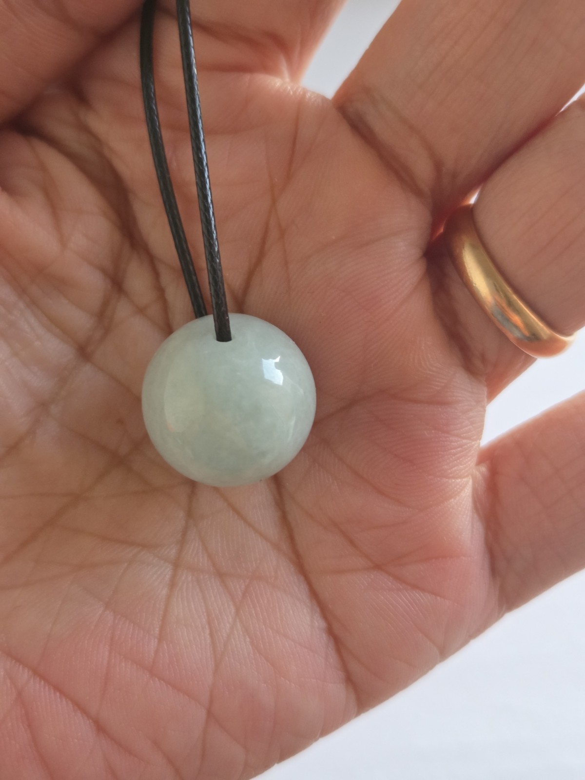 Natural Burmese Green Round Jade Bead Pendant Necklace
