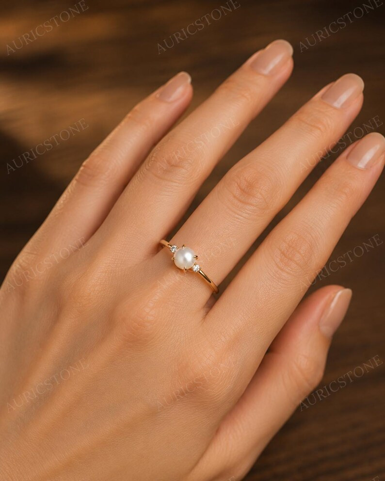Lab Created Pearl Ring, Base Metal: Brass Finish: Gold Plated, Gift For Her