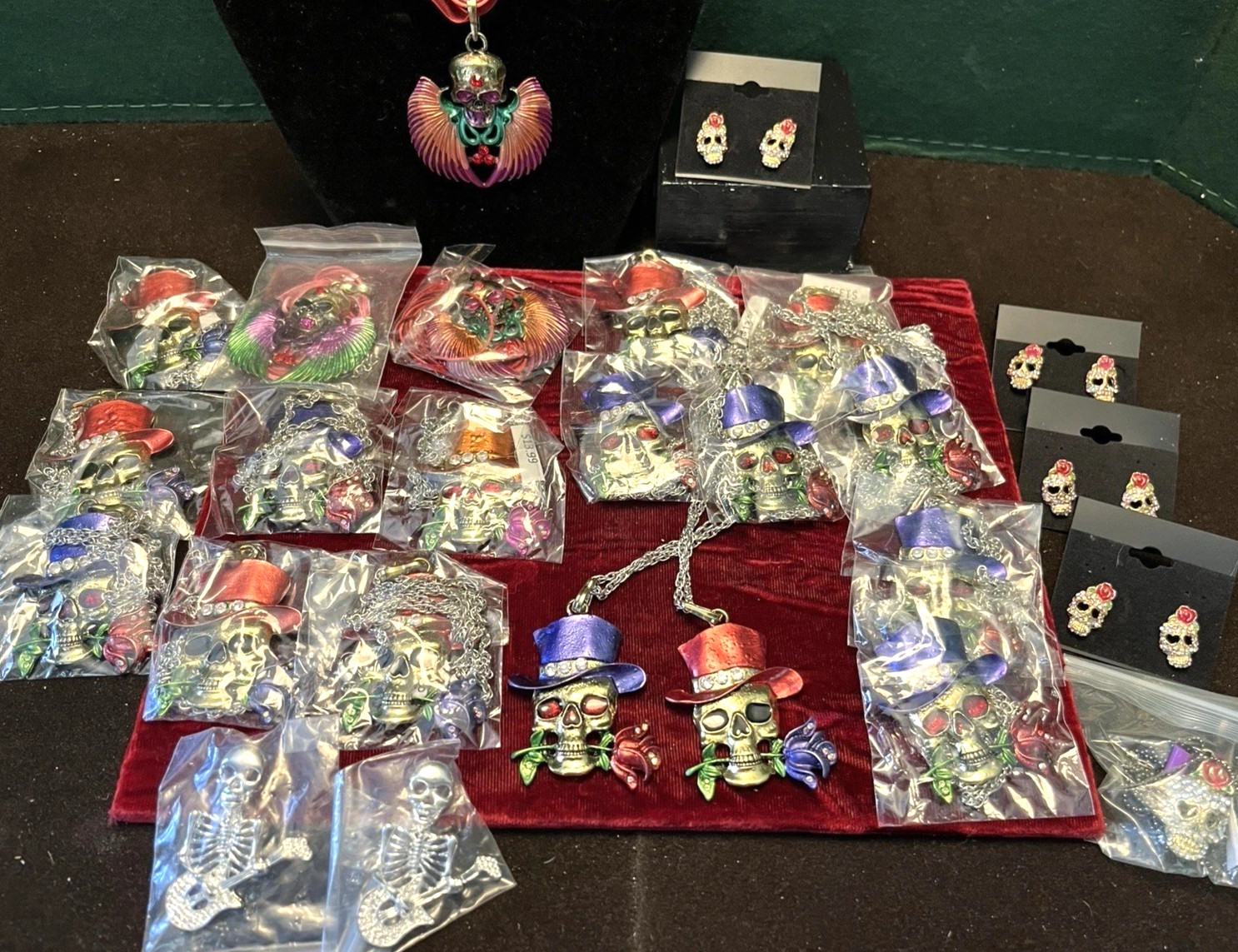 26 NEW Skull JEWELRY LOT Gothic Style FESTIVAL BIKER NWOT Day of the Dead