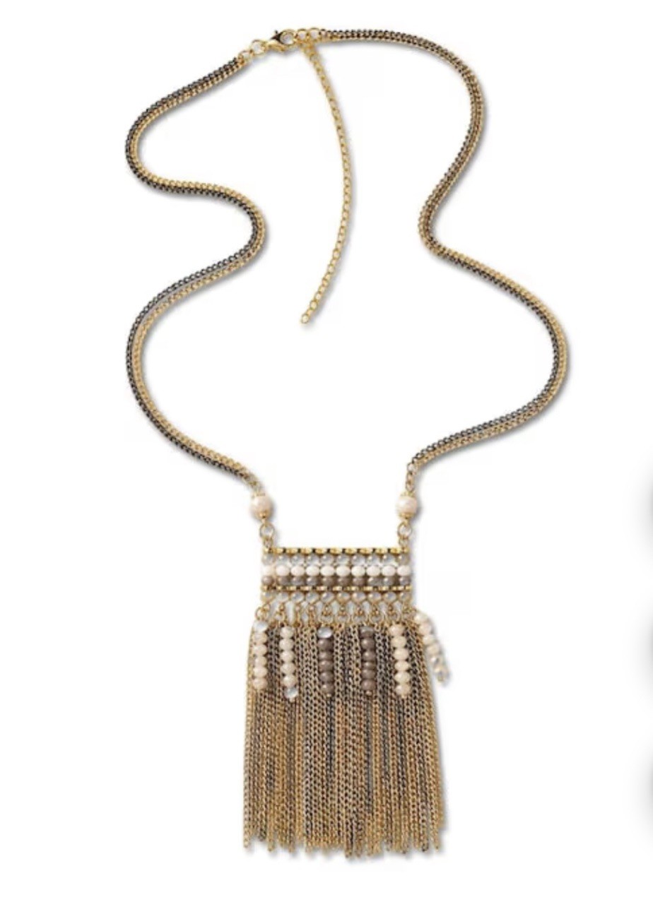 COLLEZIONE ALESSANDRO Long Glass Beads Necklace “Carmen” Collectible Gold Silver
