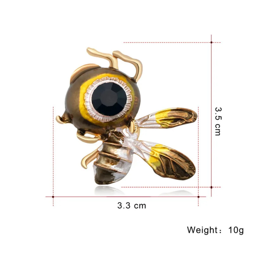 Retro Cute Enamel Bee Gold Brooch Pin – Rhinestone Insect Jewelry, Summer Gift