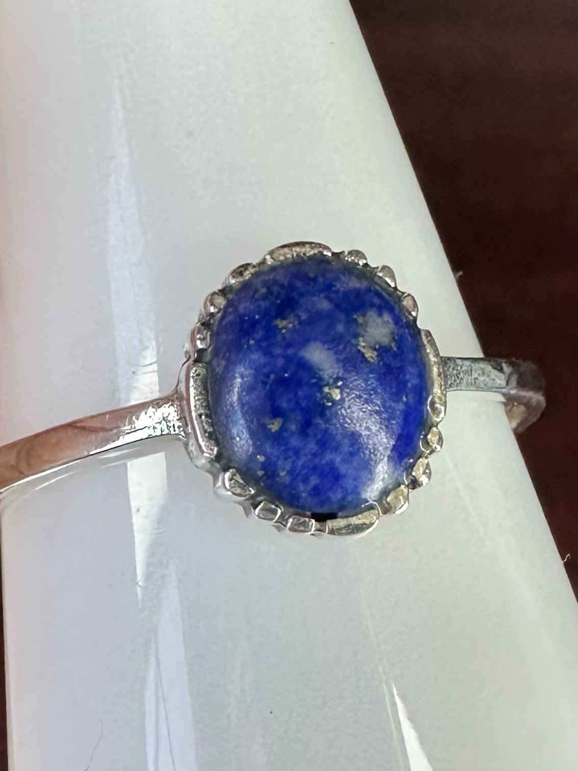 AAB Ring- 02- Genuine Lapis Lazuli- Size 10- .925 Solid Silver