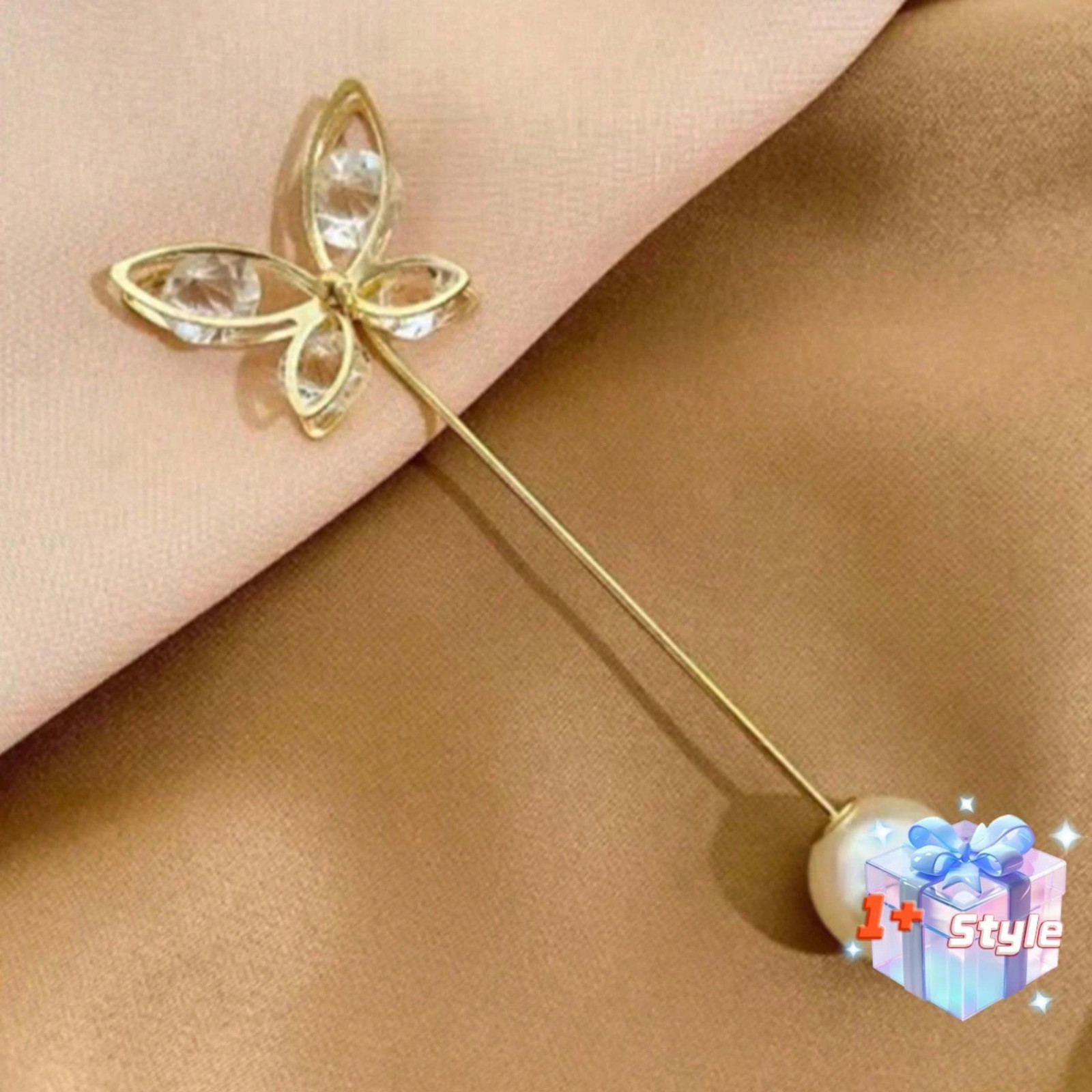 4PCS Adjustable Waist Buckle Pin Set Modern Rhinestone Butterfly Brooch Button