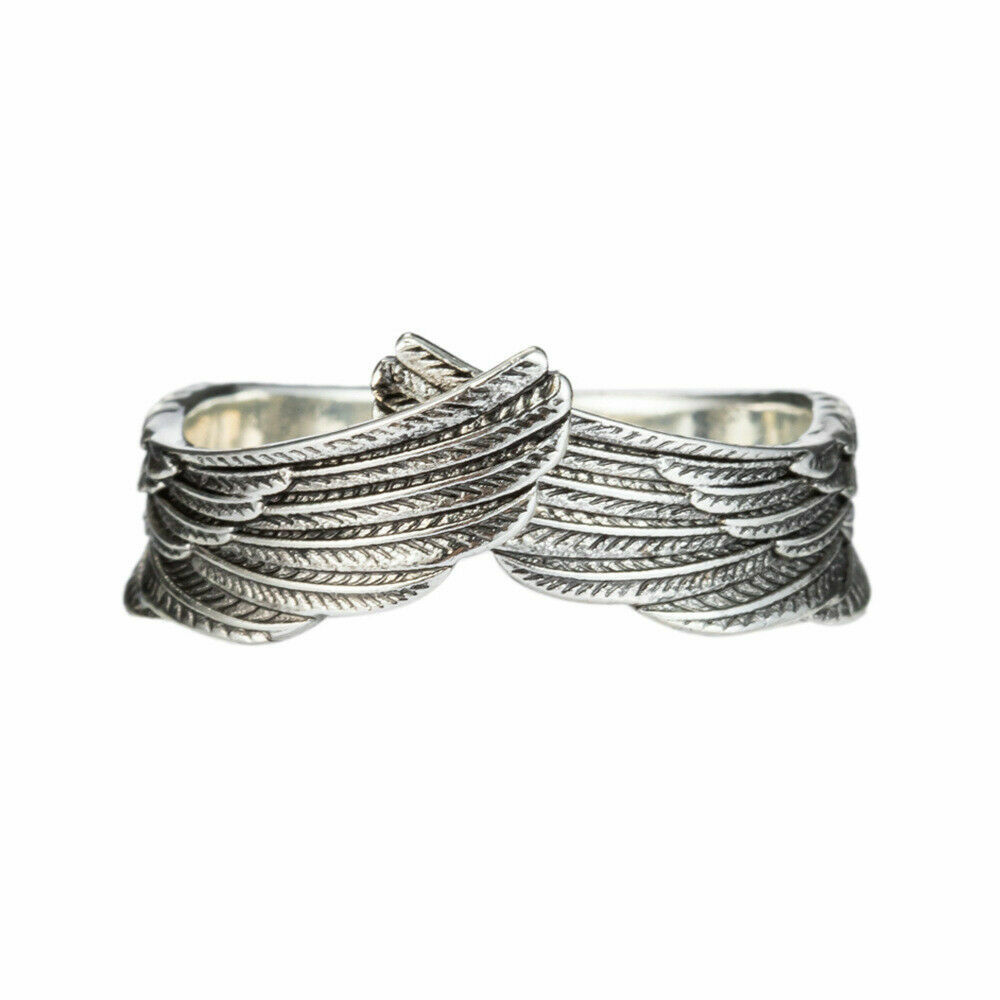 Unique 925 Sterling Silver Boho Fashion Charm Angel Wings Ring One Size Fit All