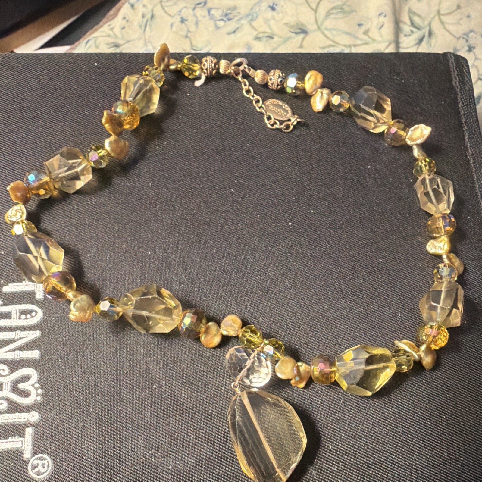 Carol Dorsey Walker for Bejewel. Citrine/quarts gold filled. 19inch
