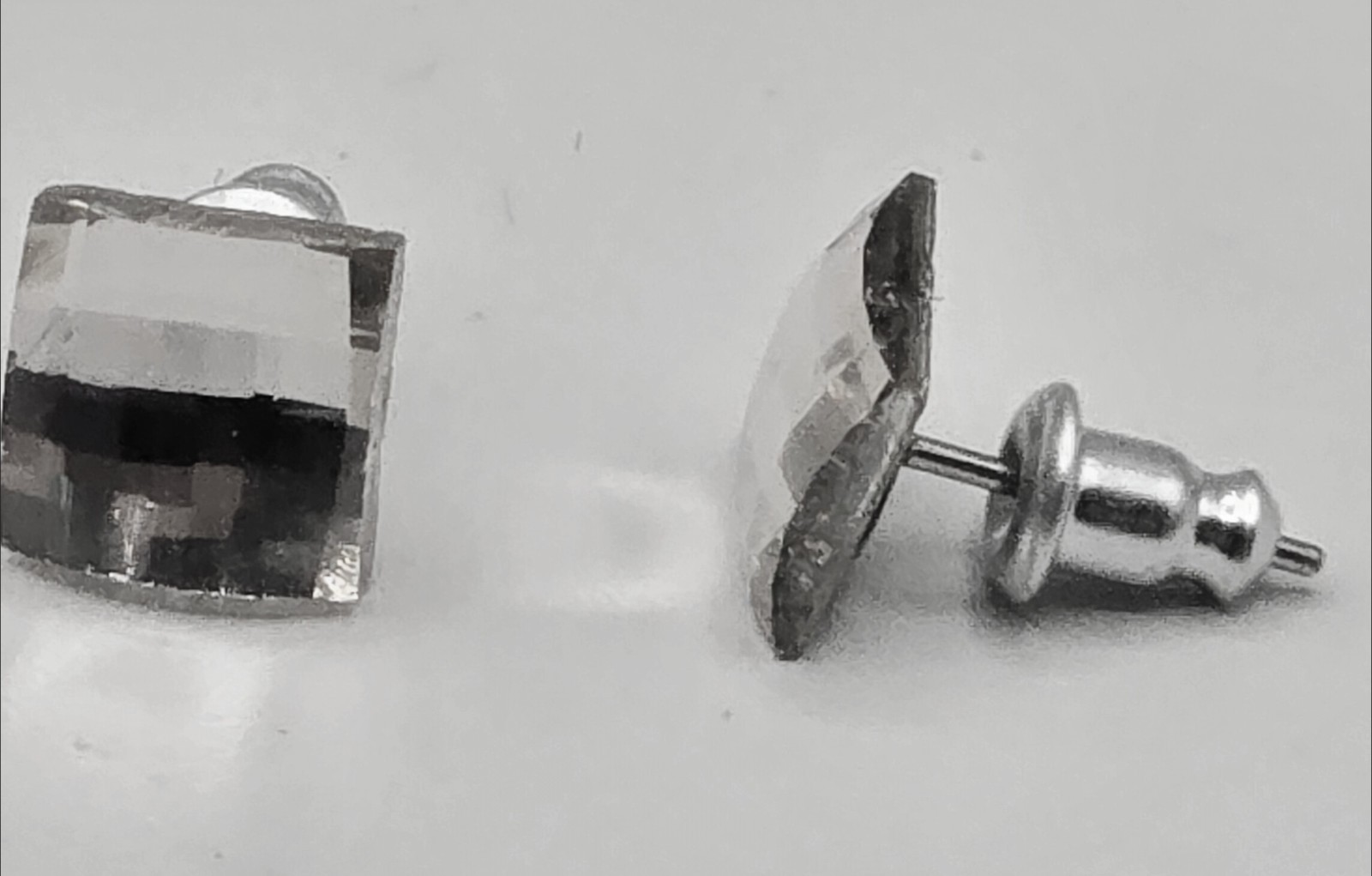 Silver Square Stud Earrings 8mm Crystal Made with Swarovski Elements