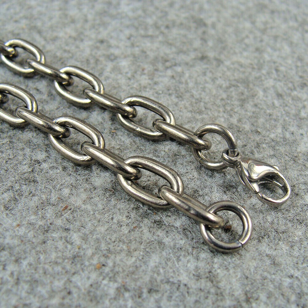 Pure Titanium Necklace Anti-allergy Necklace 6.8mm Wide Ti O Shaped Chain Gifts