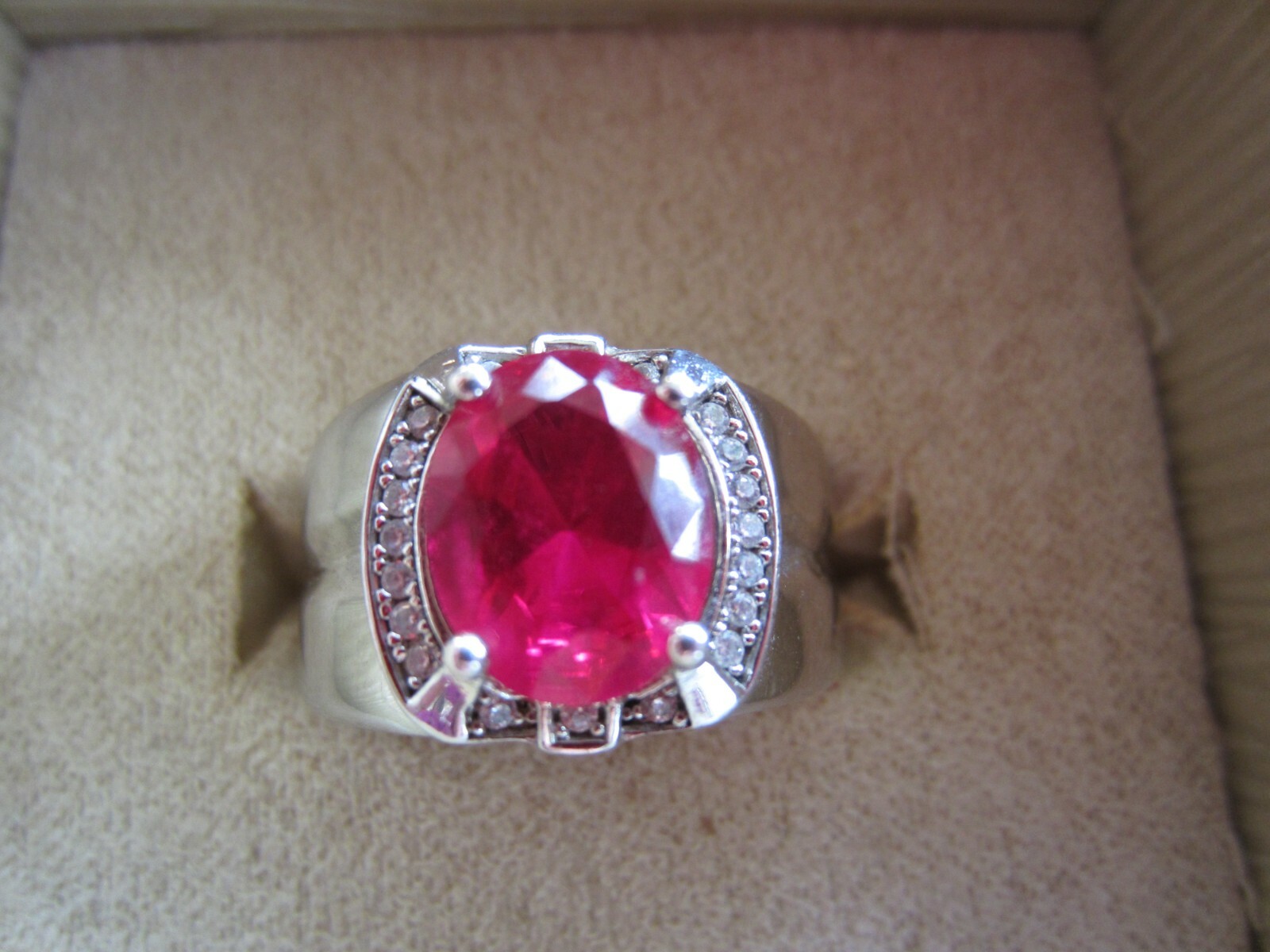 2.60CT BELLA LUCE (R) RUBY COLOR RHODIUM PLATED STERLING SILVER RING ~SIZE 7 NIB