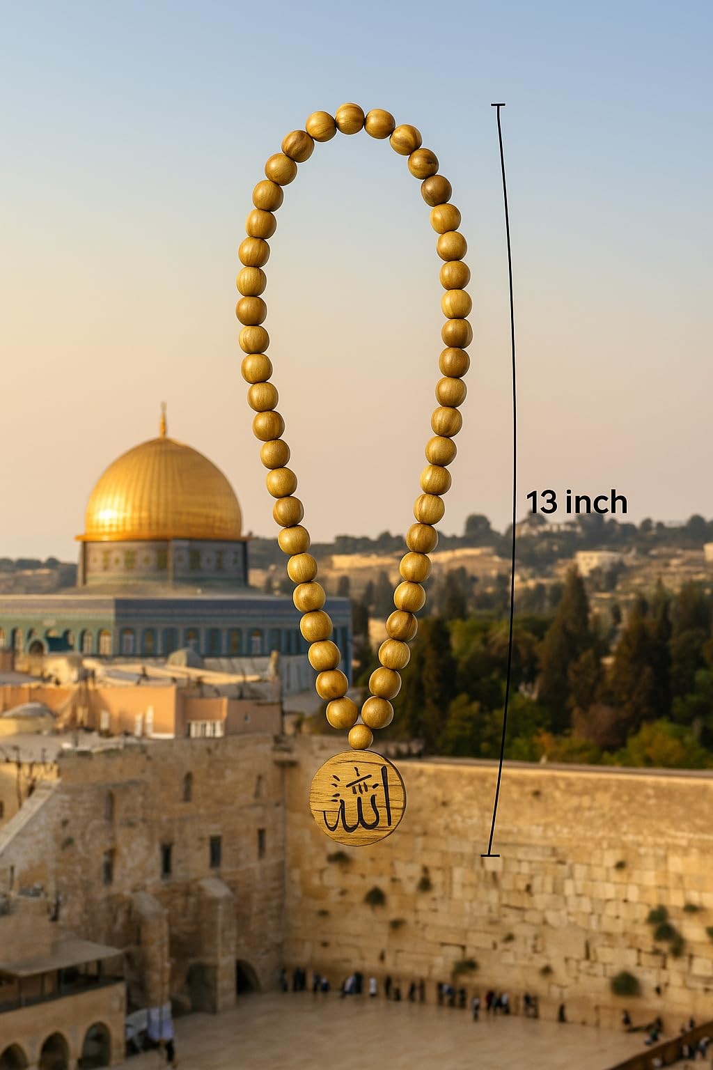Allah Medallion Necklace Olive Wood Islamic Arabic Jewelry From Jerusalem Round