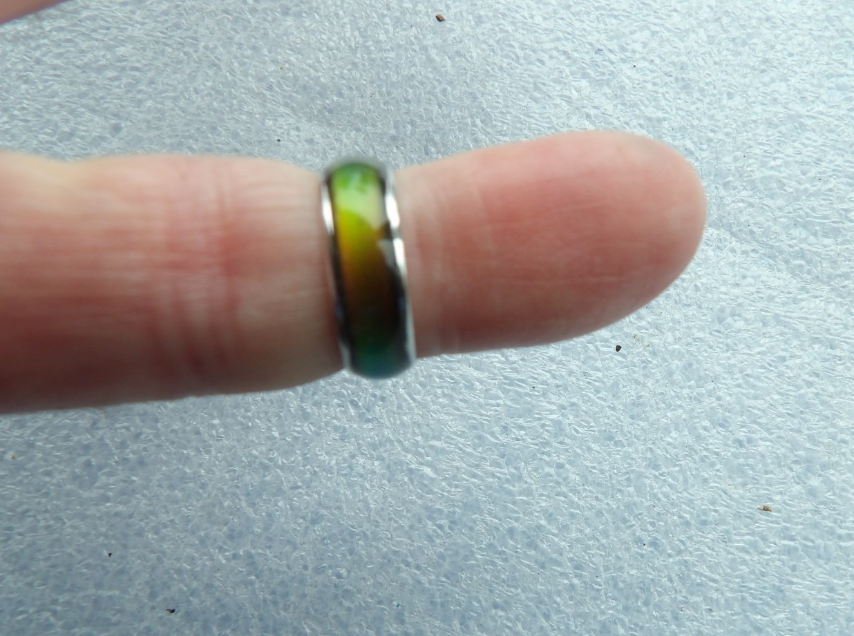 Silver Mood Ring Size 5+ Multicolor, Changes Color by Temperature