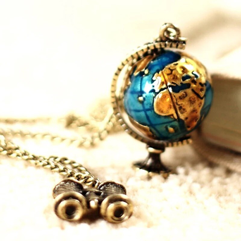 Earth Wanderlust Travel Lover’s Globe Necklace – Geography Teacher Gift, NWT
