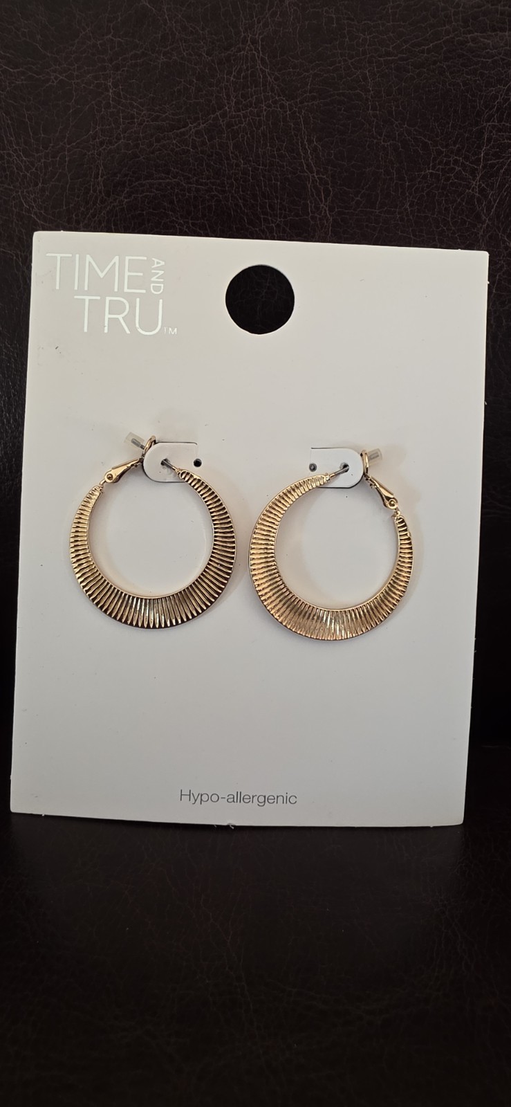 Time And Tru Gold Tone Hoop Earrings Hypoallergenic NWT