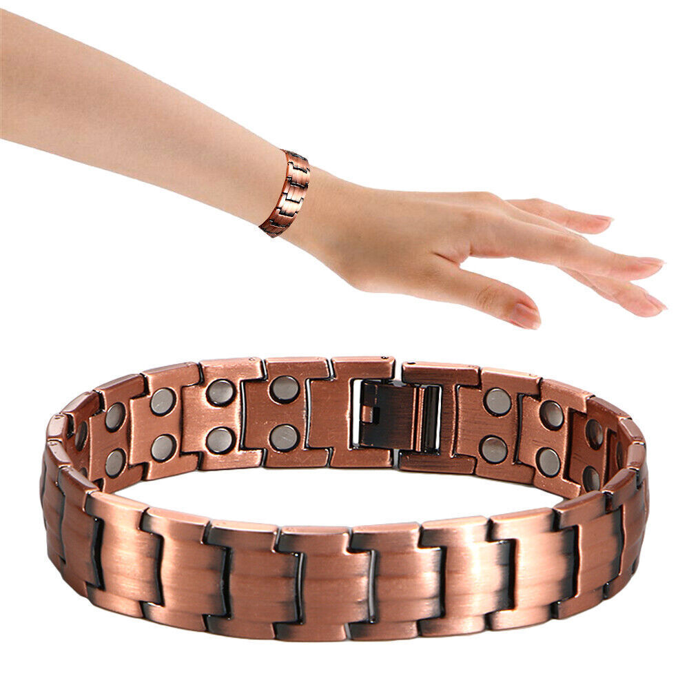 Copper Magnetic Bracelet Arthritis Pain Energy MEN WOMEN ADJUSTABLE CUFF NEW US