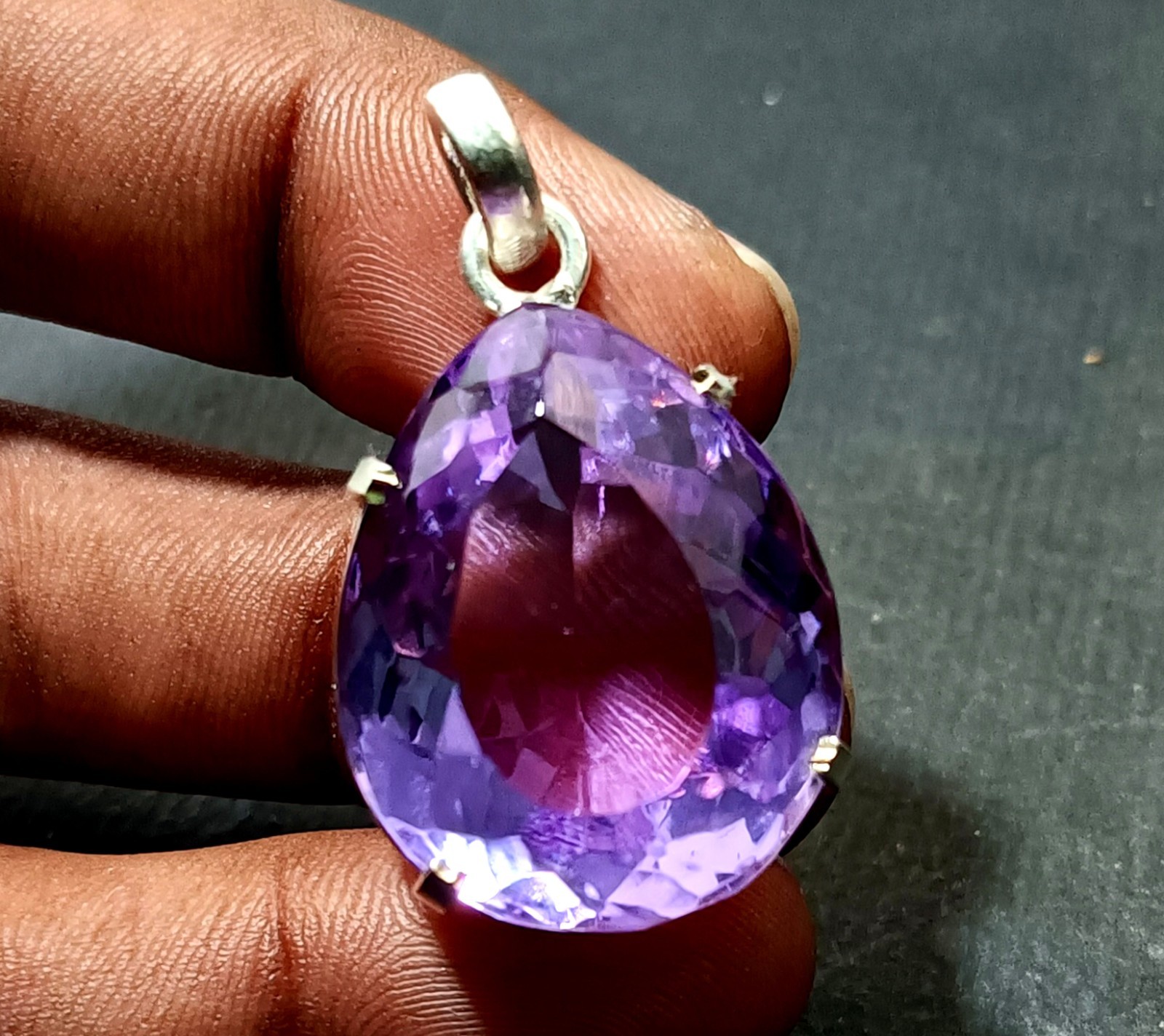 Certified Natural 66.05 Ct Brazilian Purple Pear Topaz Pendant Loose Gemstone