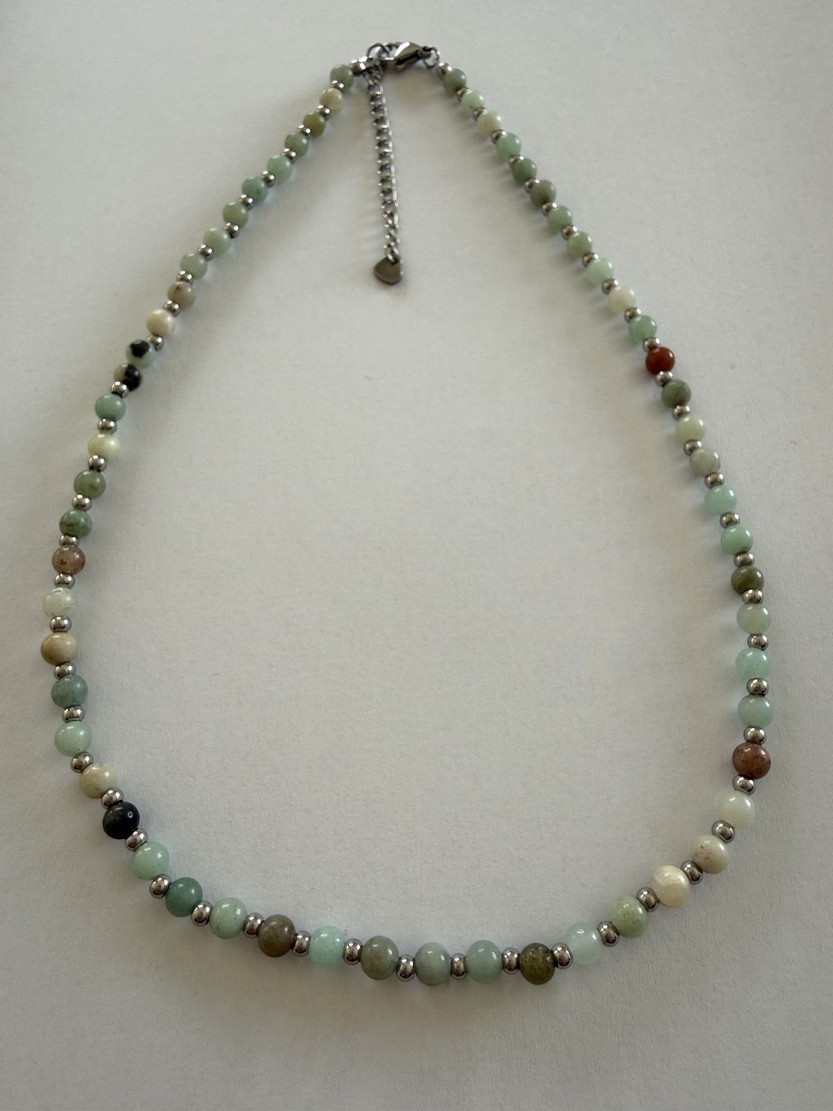 Women’s Aventurine Natural Stone Stainless Steel Silver Fashion Necklace UK