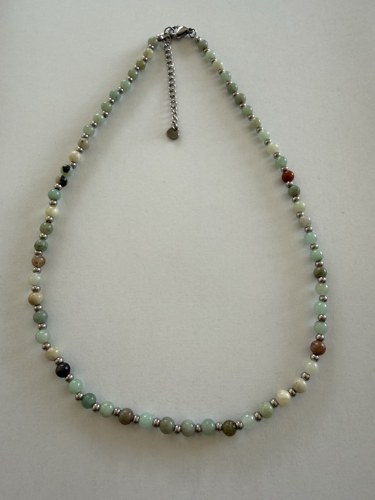 Women’s Aventurine Natural Stone Stainless Steel Silver Fashion Necklace UK