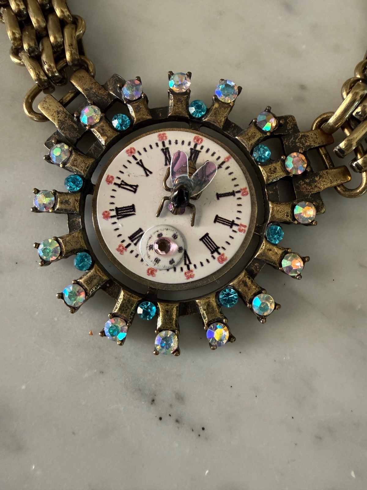 Betsy Johnson Wonderland Clock Bee Necklace Earings and Bracelet