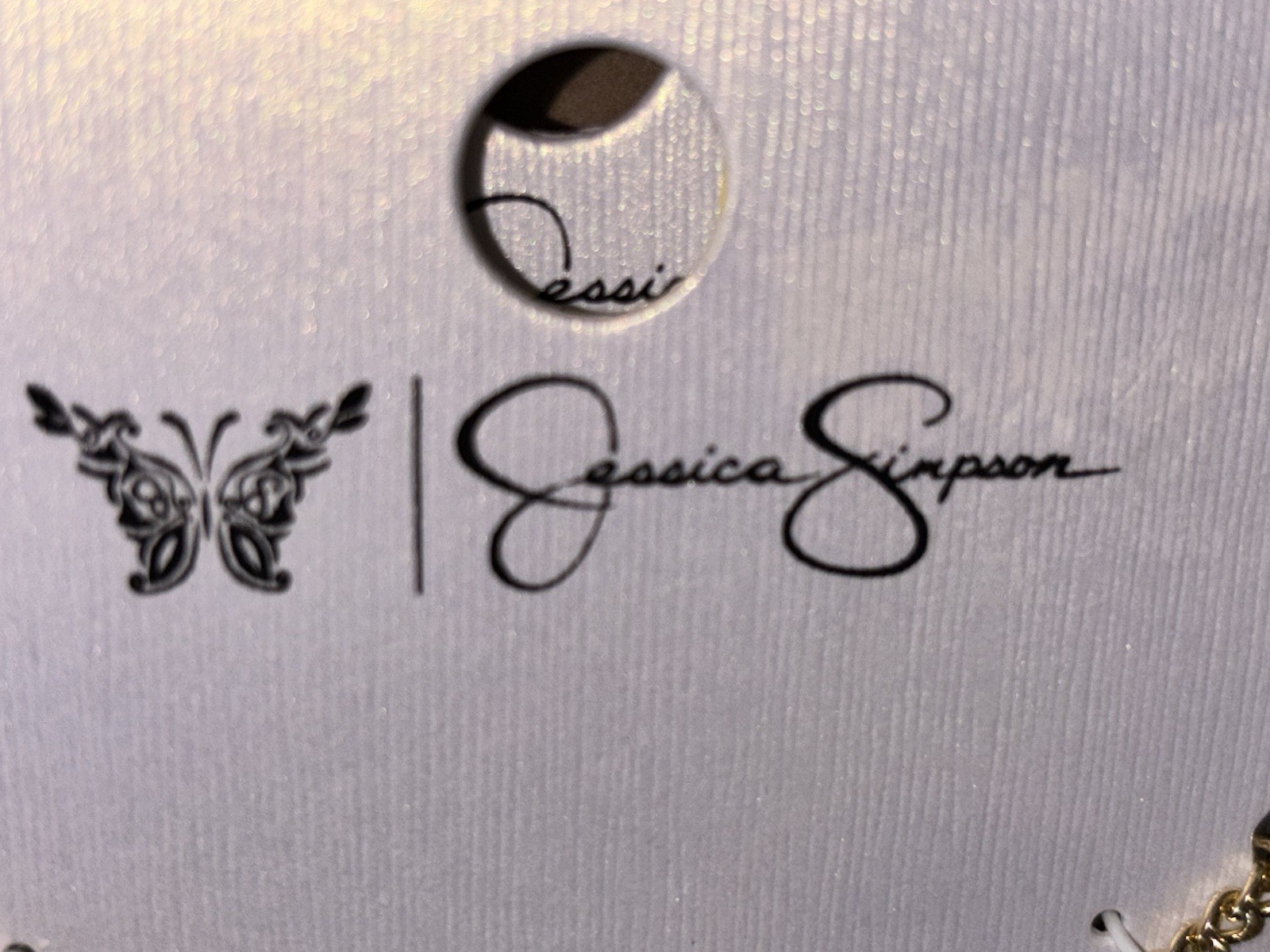 Jessica Simpson Crystal Butterfly Pendant Necklace 16″+3″ Round Link