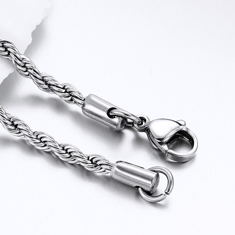 USA Stock 2/3/4mm 316L Stainless Steel Rope Chains Necklaces 18-26′