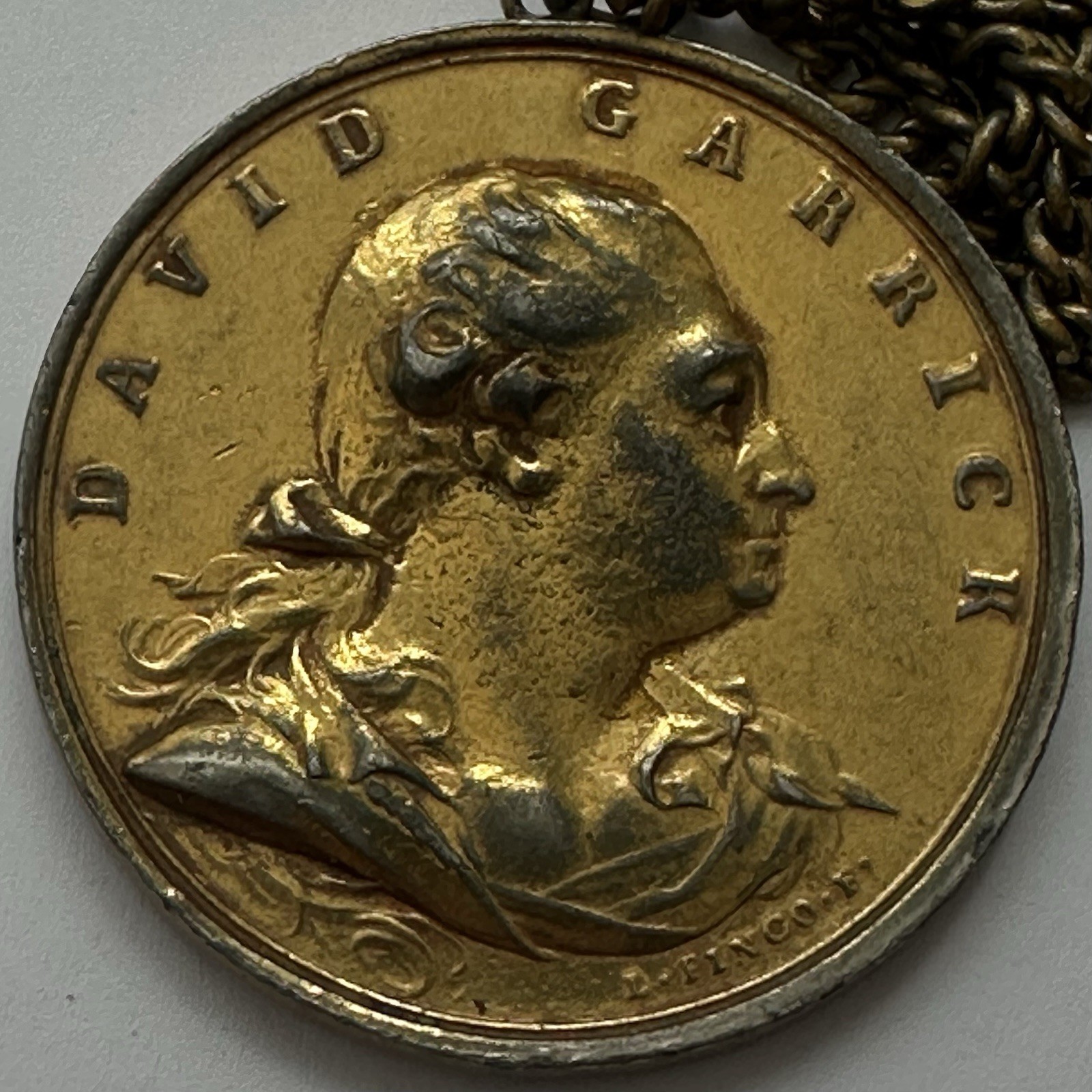 David Garrick (1717-1779) Hamlet Actor British Theatre Medal Coin Pendant Chain