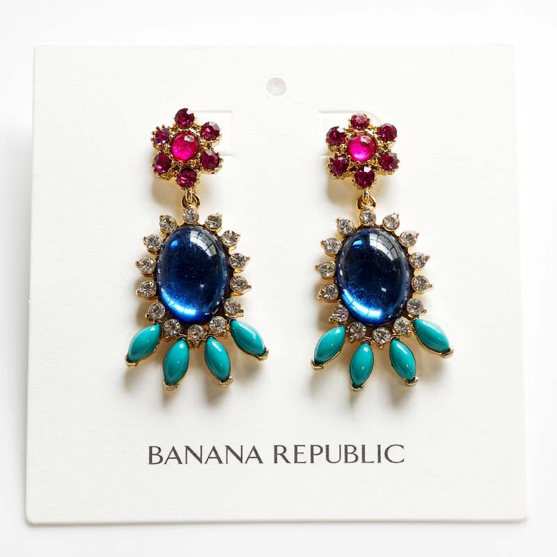 New Banana Republic Boho Floral Drop Earrings Chic Women Party Vacation Jewelry