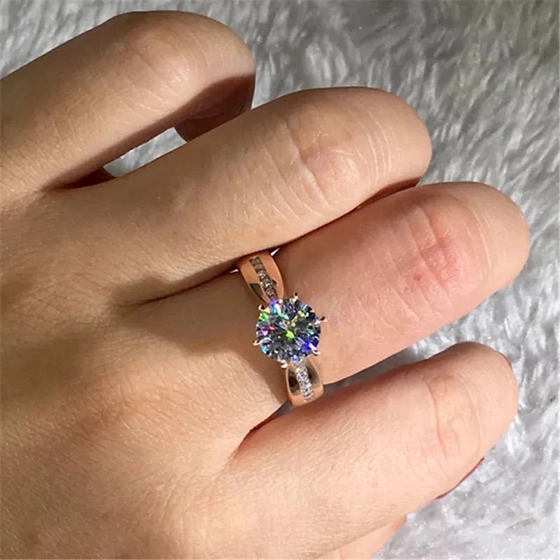 Pure 18K Gold Moissanite Ring for Women Natural Gemstone Luxury Fine Jewelry