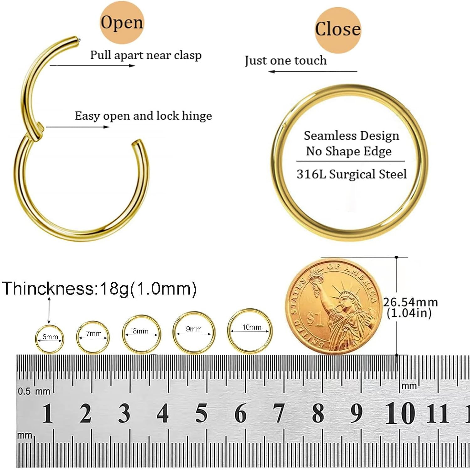Small Gold Hoop Earrings, Lightweight 14K Gold Plated Huggie Hoop Earrings for C