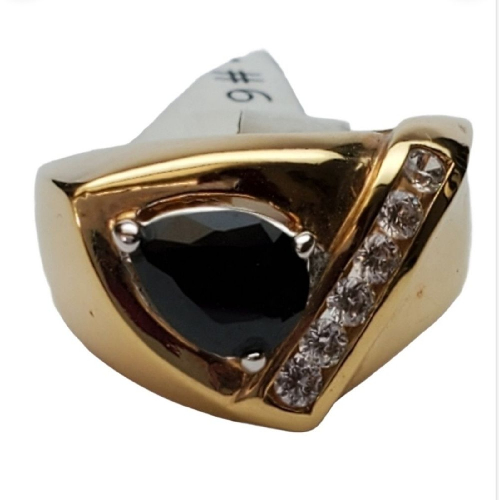Yellow gold plated black cocktail ring sizes 12*