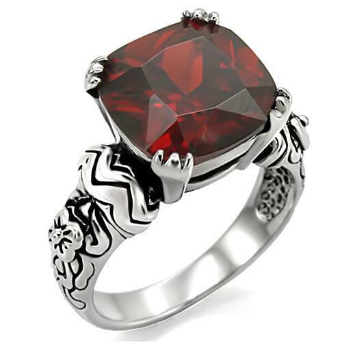 TK018 – High polished (no plating) Stainless Steel Ring with AAA Grade CZ in
