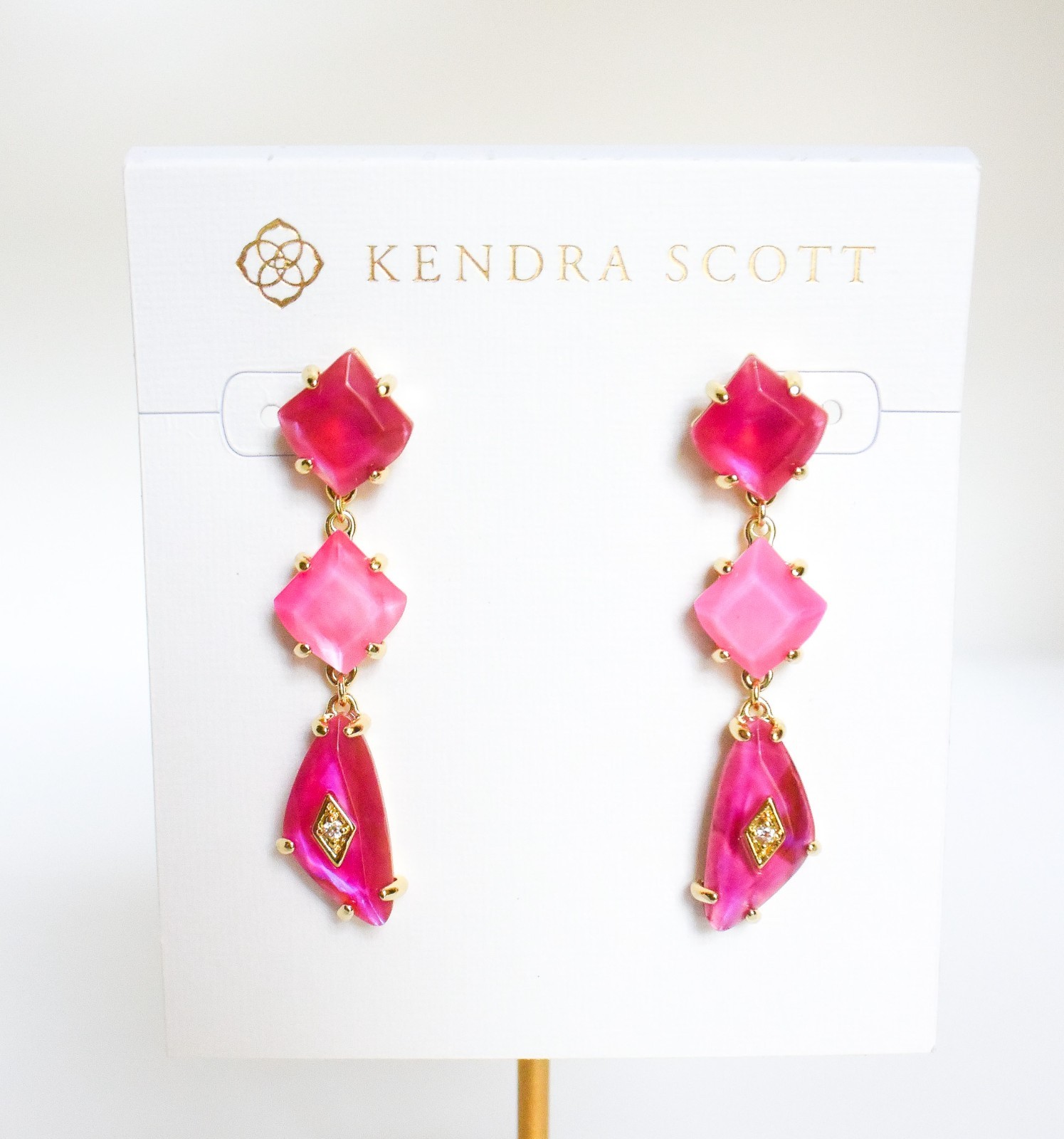*Kendra Scott* Bianca Gold Linear Earrings in “Pink Mix” – NEW! – FAST SHIP!