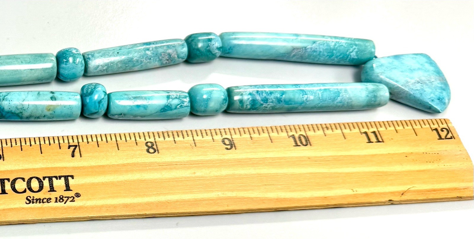 Turquoise Blue Composite Stone Beaded Necklace – Chunky Boho Southwestern Style,