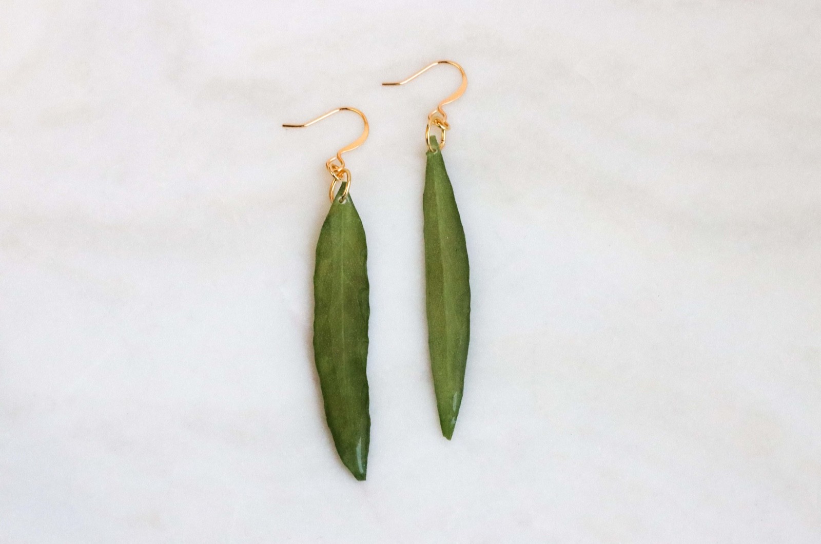 Olive Leaf Earrings, Real Green Leaves Drop Earrings, Nature Inspired Jewelry