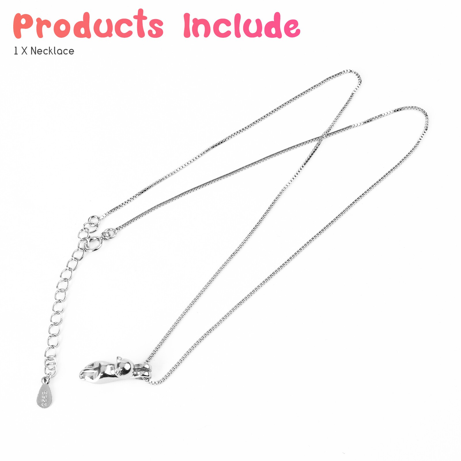 Sterling Silver Love Cute Cat Kitty Pendant Necklace 18″ Chain Women Gift