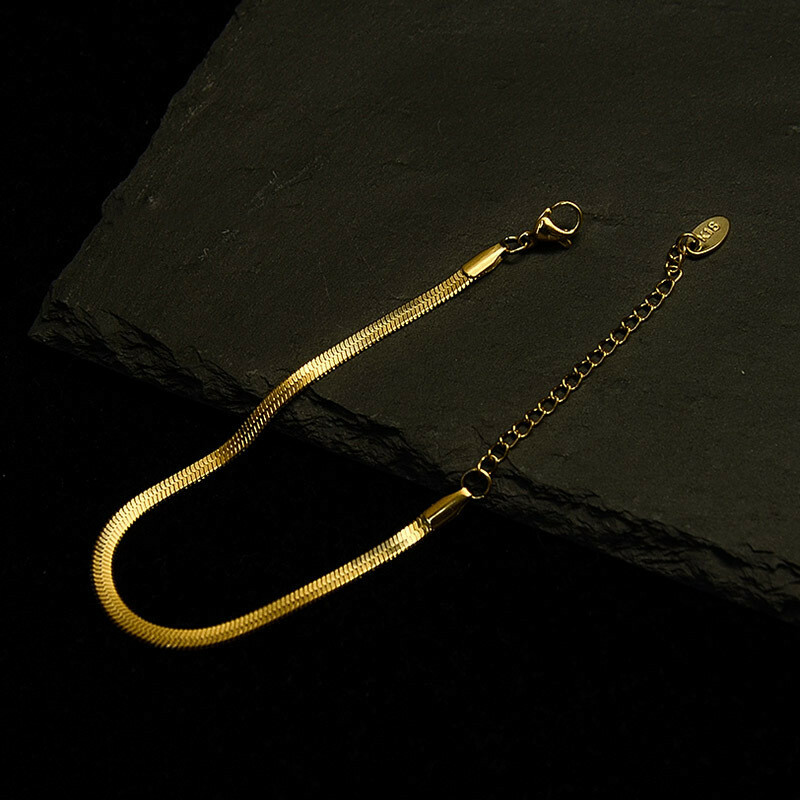 NEW 18K Yellow Gold Plated 3MM Flat Curb Chain Solid Link Bracelet Mens & Womens