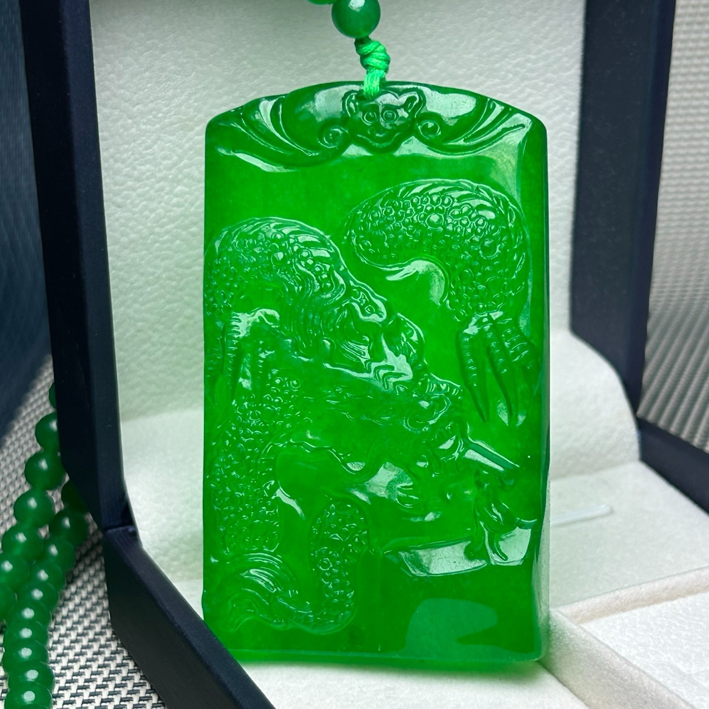 Luckly Natural ice green Burmese Jade Jadeite Carved dragon Pendant&Necklaces
