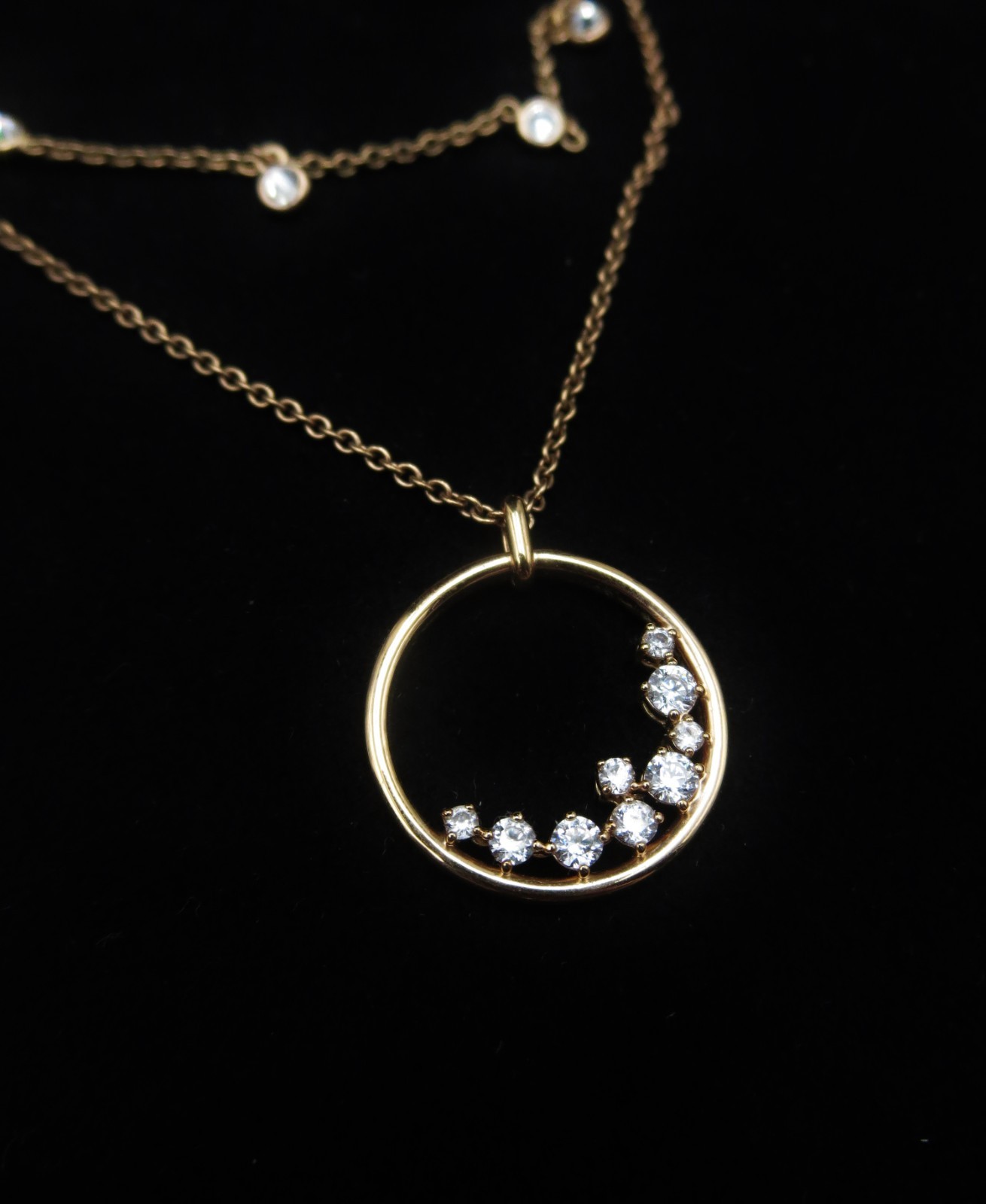 Swarovski Crystal North Collection Rose Gold Tone Layered Disc Crystal Necklace