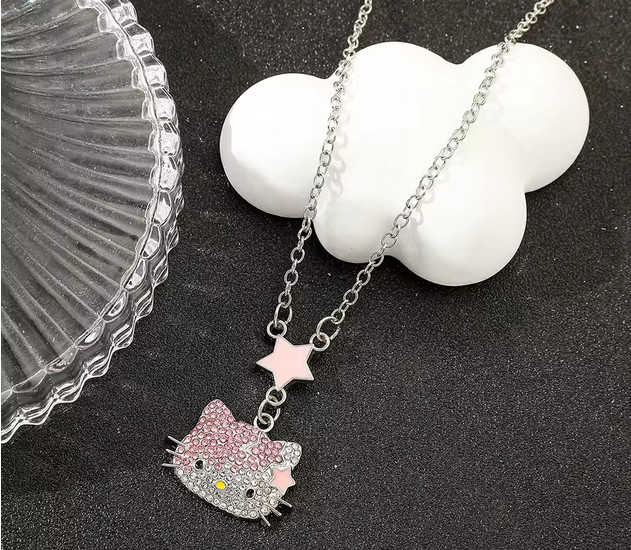 Hello Kitty Bling Necklace Pink New