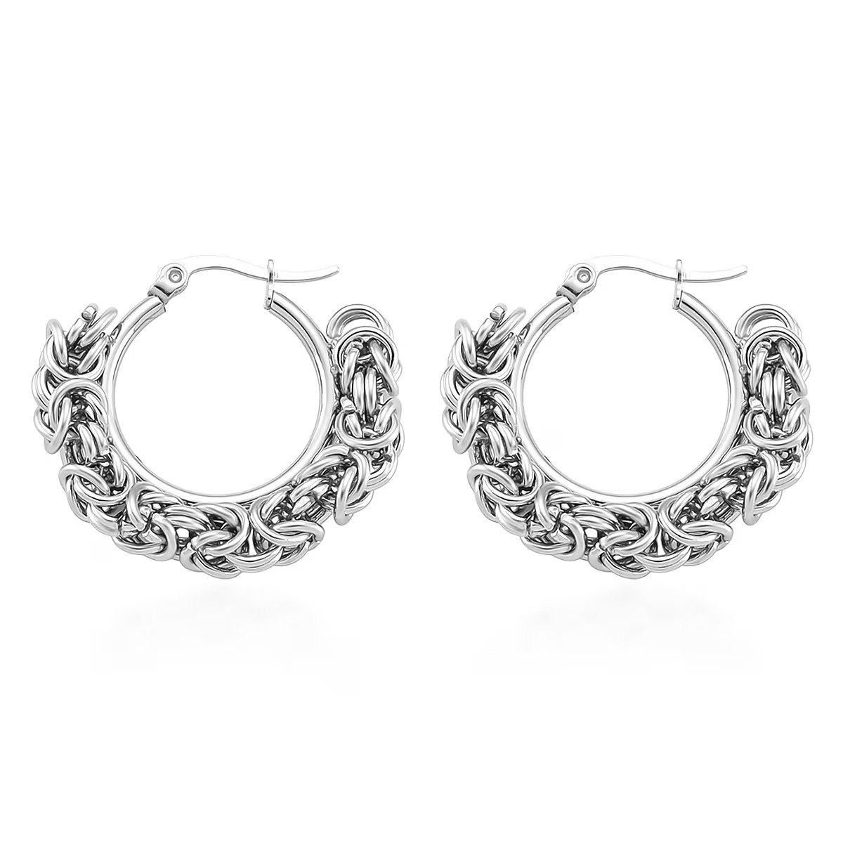 Byzantine Hoop Earrings in Stainless Steel