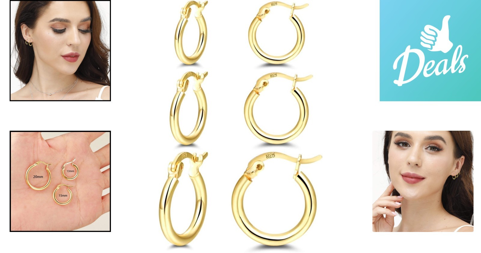 Lightweight & Durable Gold Plated Hoop Earrings – Perfect Gift Set of 3 Pairs