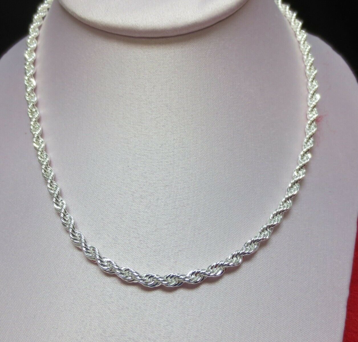 18 INCH .925 STERLING SILVER PLATED 5 MM ROPE CHAIN NECKLACE-USA SELLER