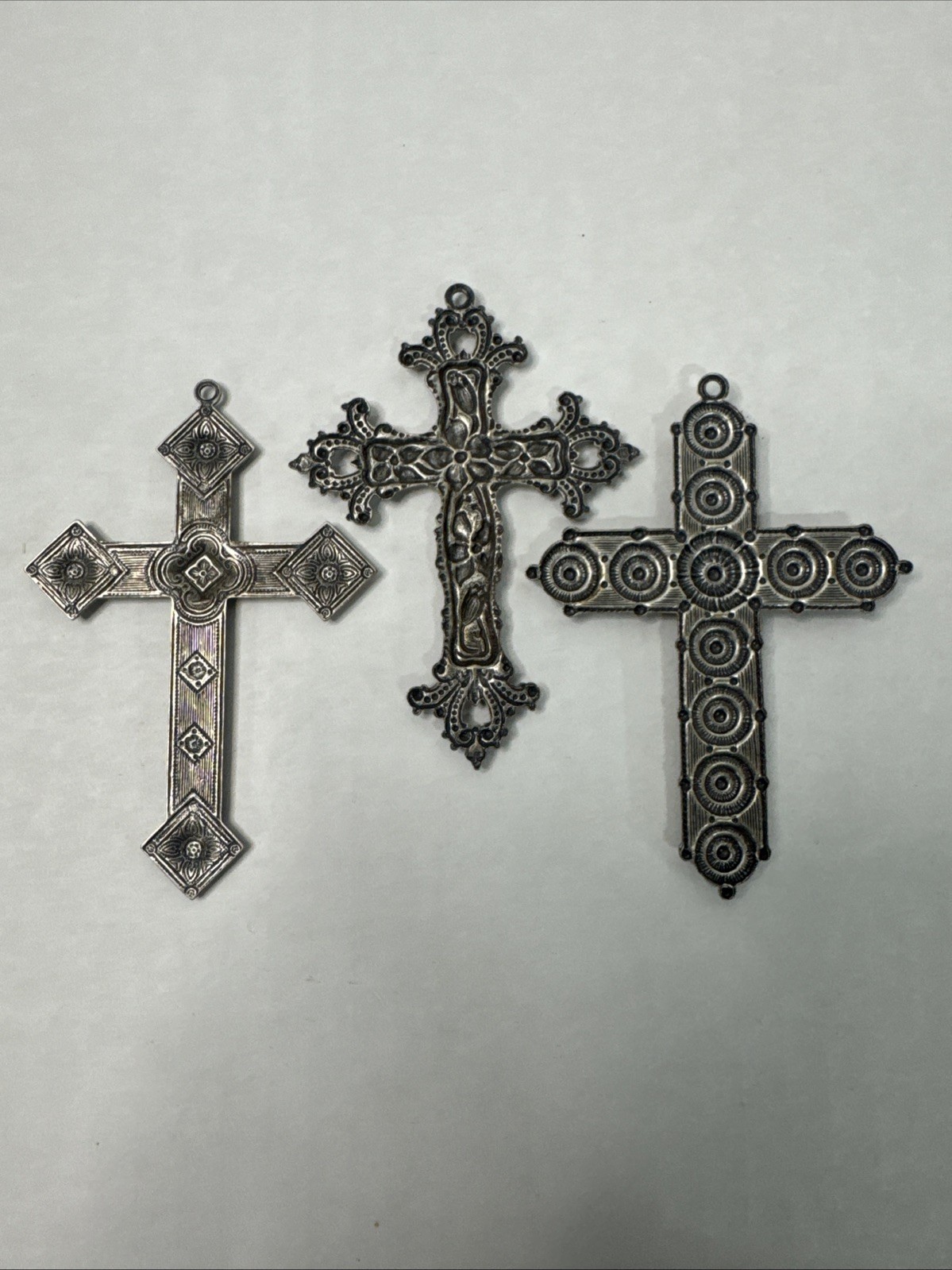 Lot Of 3 Cross Pendants Unknown Maker Metal