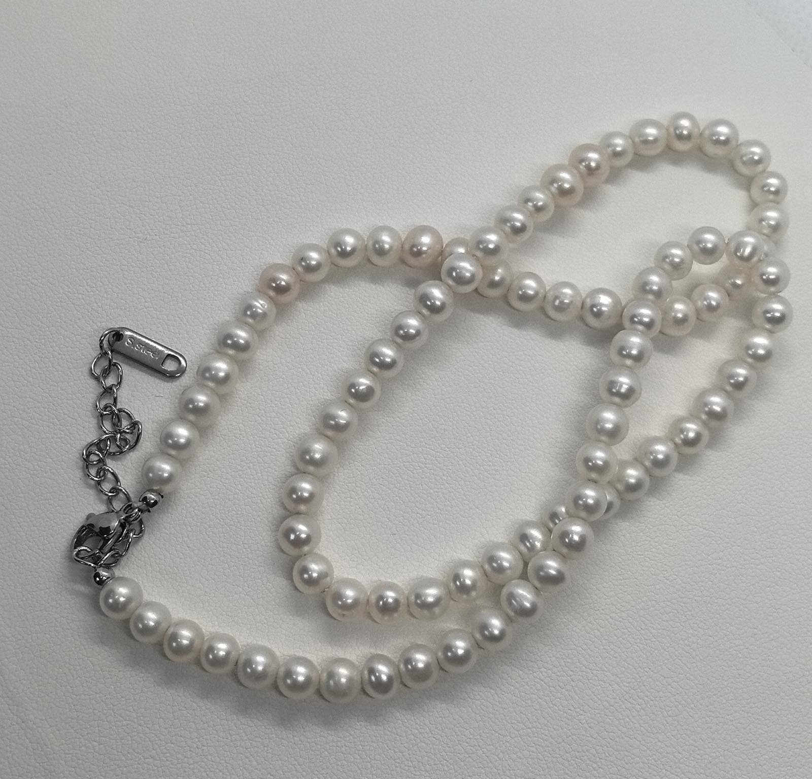 5-6mm Natural Near Round Pearl Necklace Freshwater White Pearl Jewelry Gift