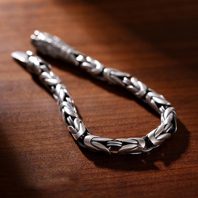18CM Sterling Silver Bangle Bracelet Chain Popular Vintage Bracelets Mens US