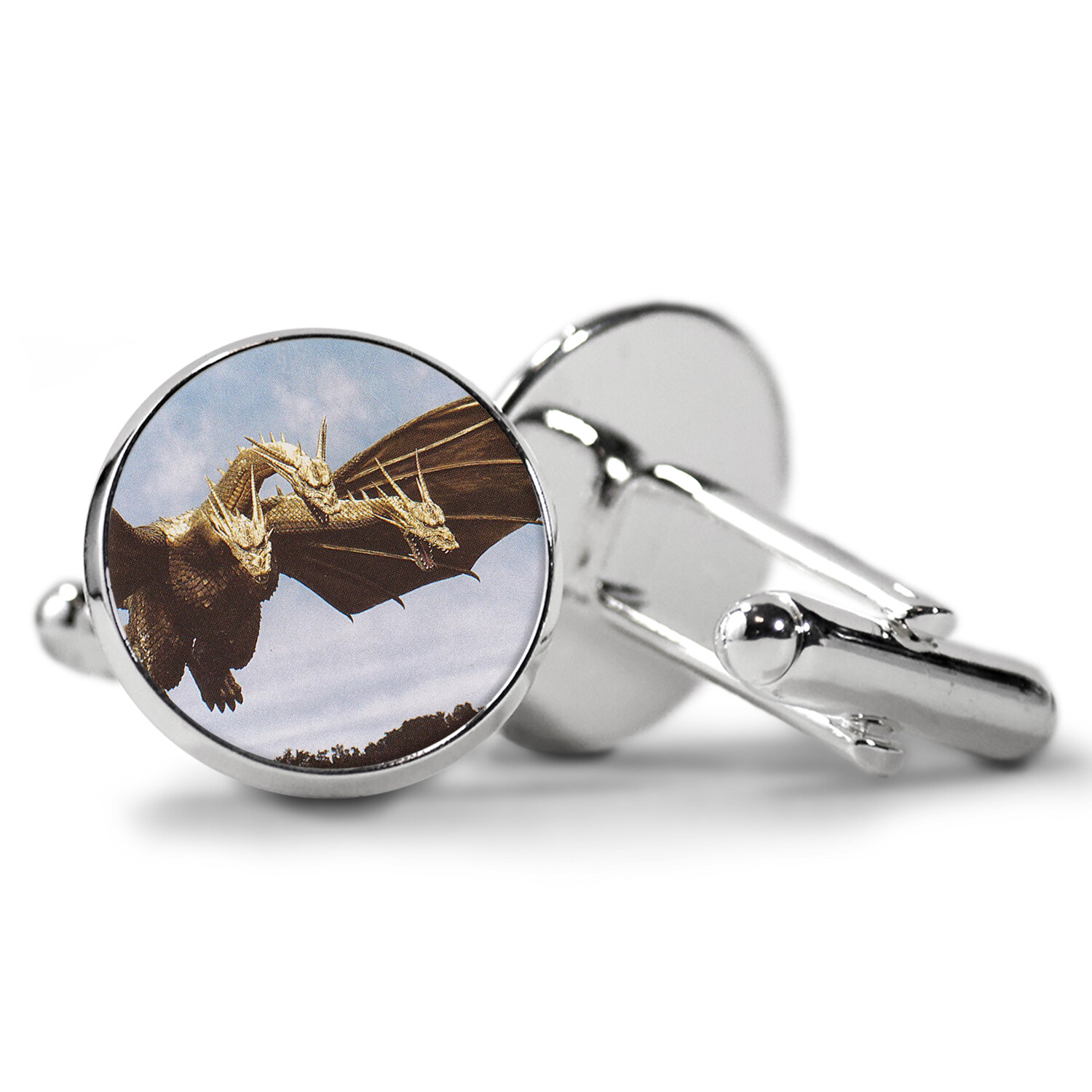 King Ghidorah Key Ring Cufflinks Tie Clip Necklace Ring Earrings Godzilla Mothra