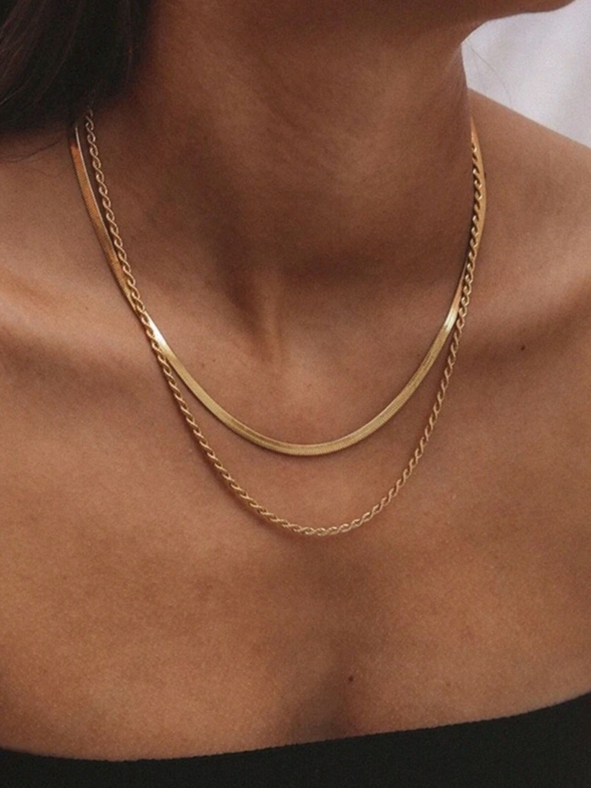 Gold Layered Necklace Women 14k Birthday Gifts Minimalist Jewelry