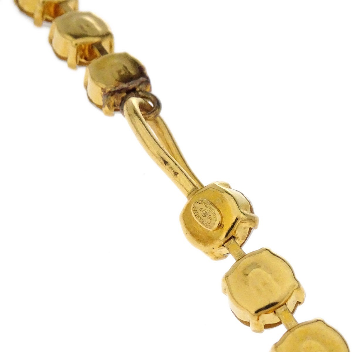 Chanel CC Chain Pendant Necklace Gold Rhinestone 96P 125558